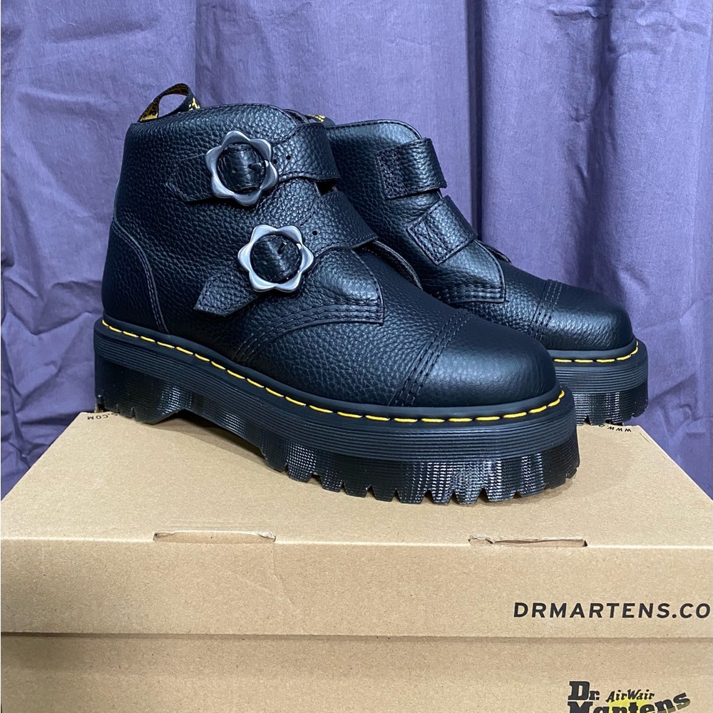 Dr.Martens Black Devon Flower Boots Size US 9